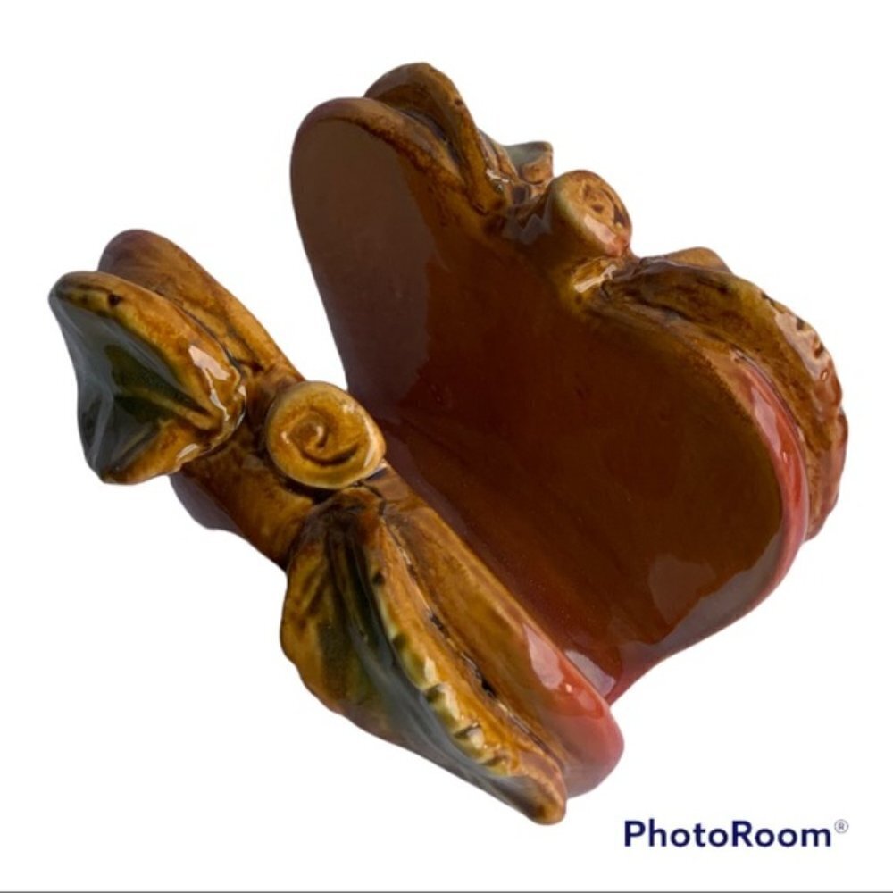 Apple Ceramic Napkin Holder Glazed Hand Painted Rustic Glazed Ceramic - Picture 4 of 14
